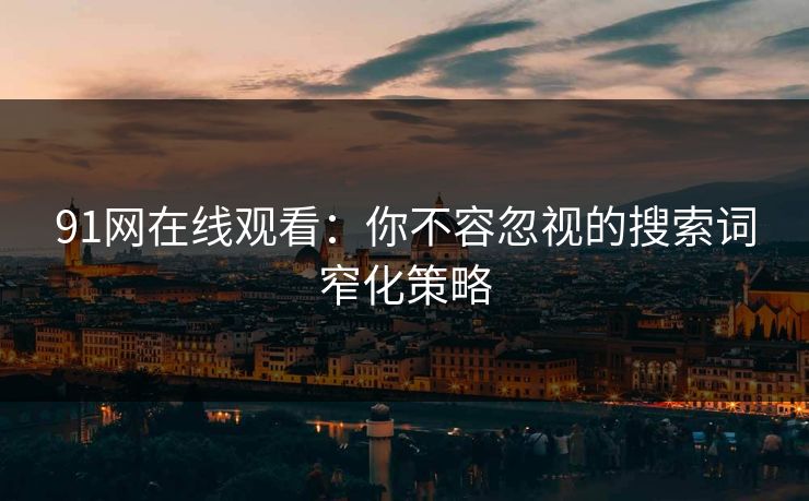91网在线观看：你不容忽视的搜索词窄化策略
