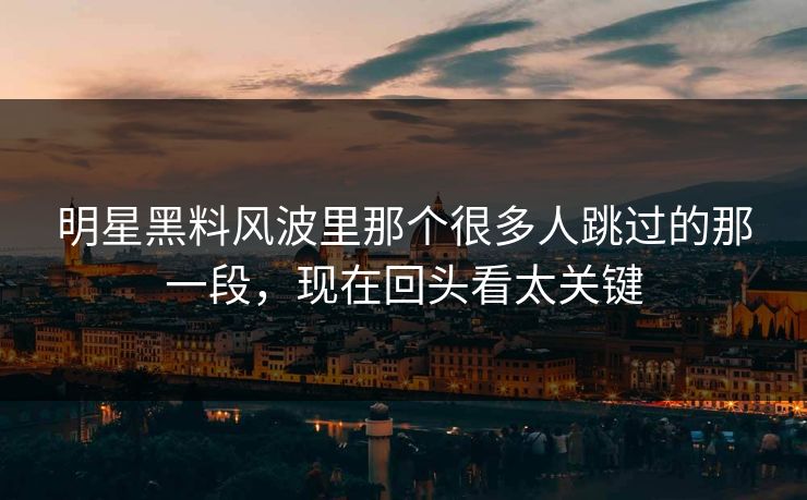 明星黑料风波里那个很多人跳过的那一段，现在回头看太关键
