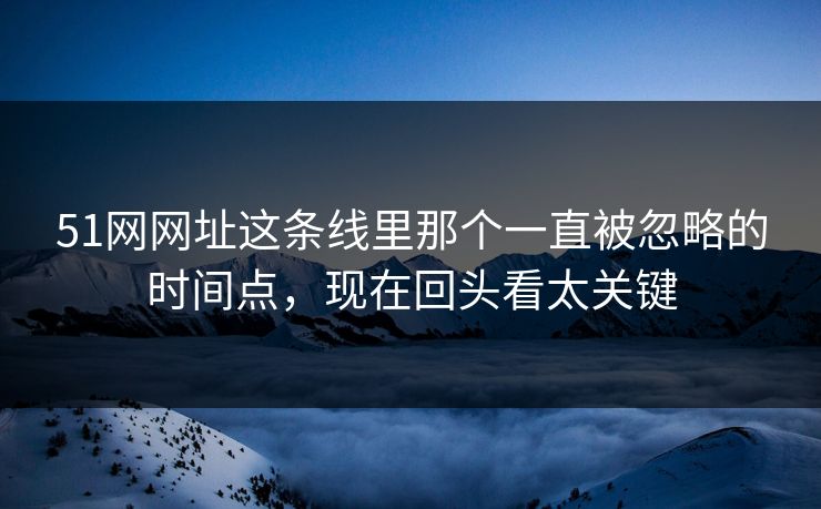 51网网址这条线里那个一直被忽略的时间点，现在回头看太关键