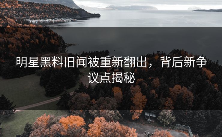 明星黑料旧闻被重新翻出，背后新争议点揭秘