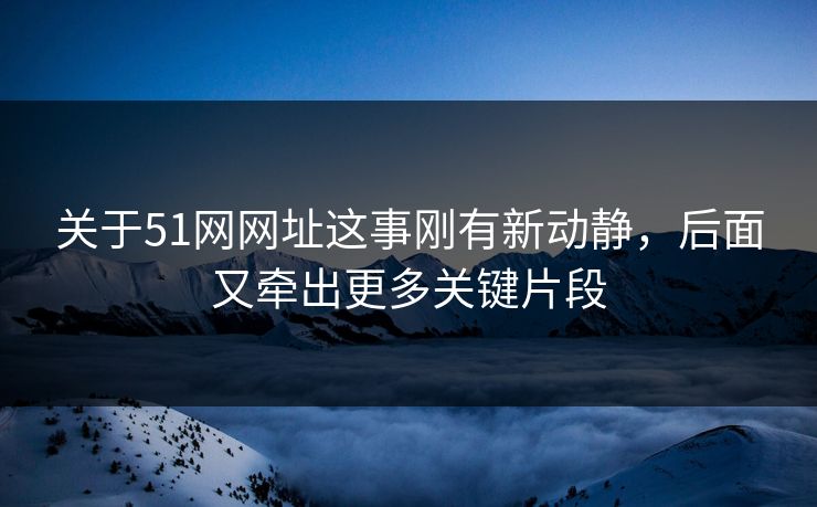 关于51网网址这事刚有新动静，后面又牵出更多关键片段